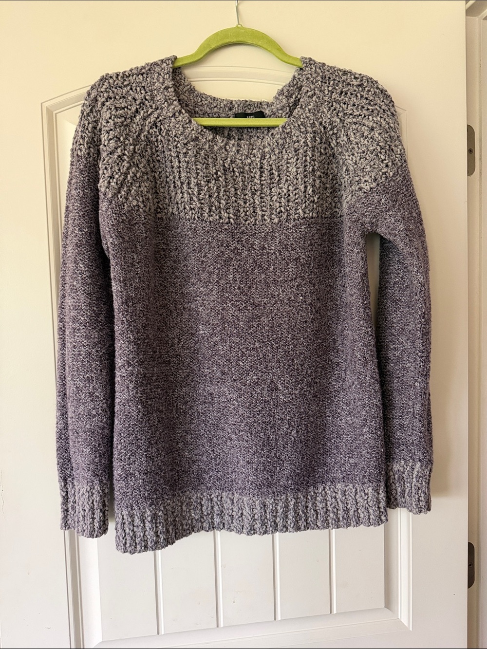 Fate Lavender Gray Textured Crewneck Sweater
